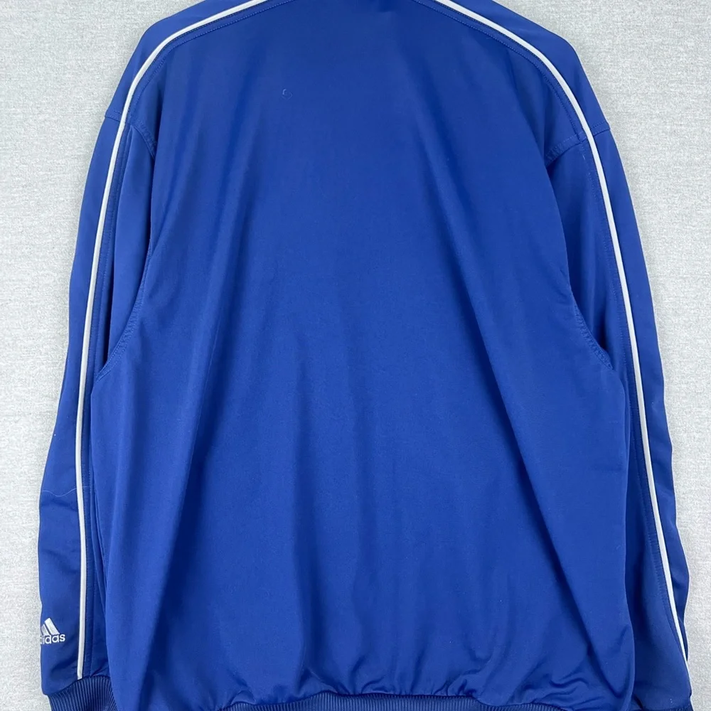 Vintage Adidas Jacket Mens Large Blue‎ Navy Track Zip-Up Logo Spellout Y2K